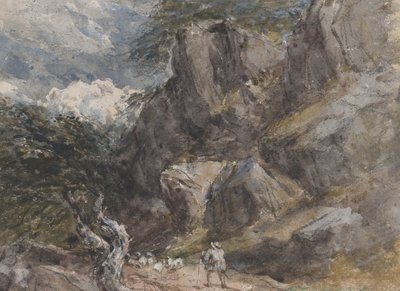 Schafe treiben in einer felsigen Landschaft, ca. 1846 von David Cox the elder