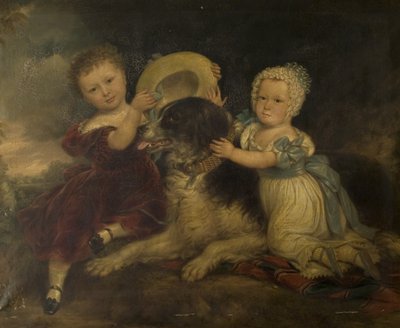 Arthur und Frances Hood, die Kinder von Sir Arthur Gregory von Styvechale Hall, und Nelson, 1838 von David Gee