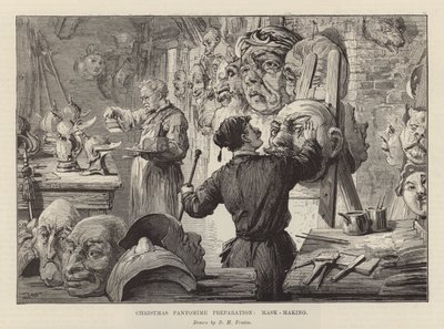 Maskenherstellung für ein Weihnachtspantomime von David Henry Friston
