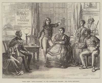 Szene aus Apple Blossoms, im Vaudeville Theatre, Old Baggs hält einen Vortrag von David Henry Friston