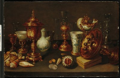 Stillleben mit Muscheln, mit Nautilus, Vasen, Gläsern und Korallenästen von David II Ryckaert