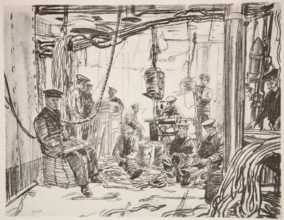 Matrosen auf einem Schlachtschiff, die Munition für die Armee herstellen, Illustration aus 