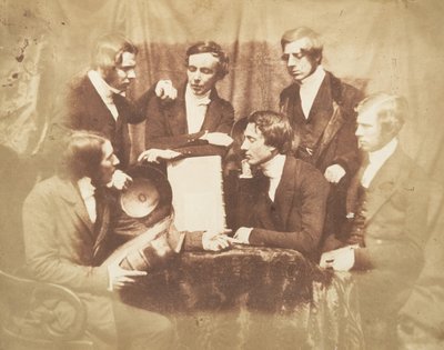 Prof. Fraser, Rev. Welsh, Rev. Hamilton und drei andere Männer von Hill and Adamson