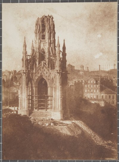 Scott-Denkmal, Edinburgh, während des Baus, 1840-44 von David Octavius Hill and Robert Adamson