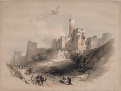 Zitadelle von Jerusalem, außerhalb der Mauern, Turm Davids von David Roberts