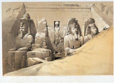 Vorderansicht des großen Tempels von Abu Simbel, Nubien in „Das Heilige Land“, London 1849 von David Roberts