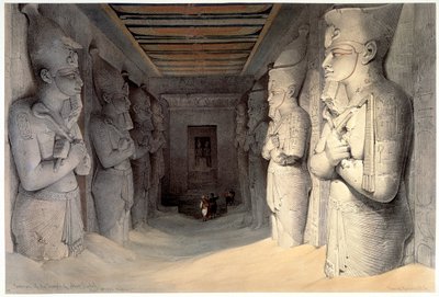 Riesige Kalkstein-Statuen von Ramses II., Tempel von Ramses, Abu Simbel, Ägypten, 1836 von David Roberts