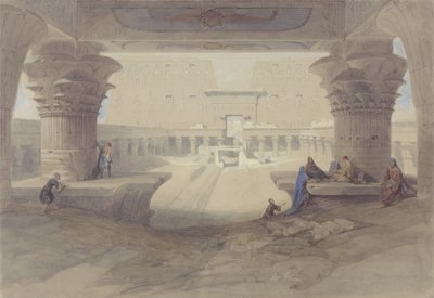 Blick unter dem Portikus des Tempels von Edfu, Oberägypten von David Roberts