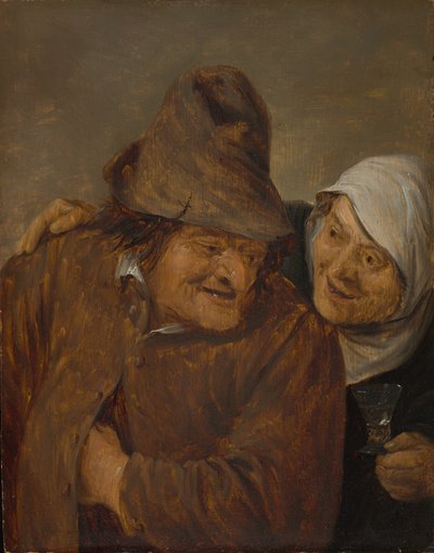 Zwei Bauern mit einem Glas Wein, um 1645 von David Teniers II