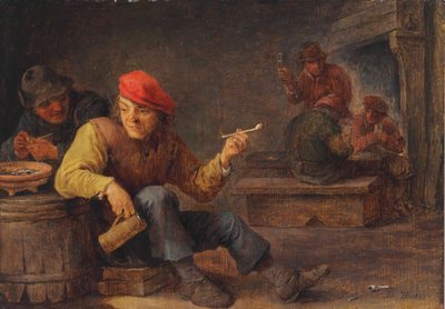 Bauern trinken und rauchen in einem Gasthaus von David Teniers the Younger
