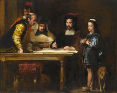 Christoph Kolumbus im Kloster La Rábida erklärt seine geplante Reise, 1834 von David Wilkie
