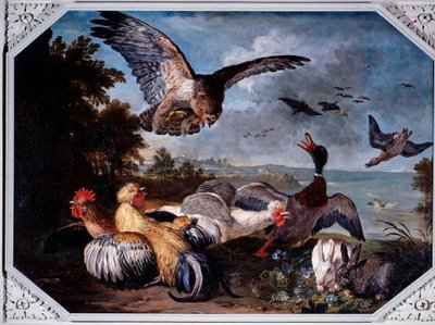 Vögel, erschreckt von einem Adler von David de Koninck