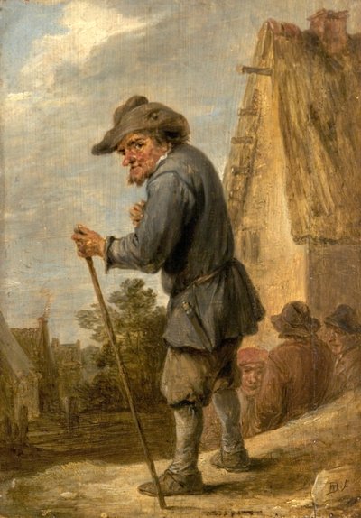 Dorfszene mit vier Bauern von David Teniers the Younger