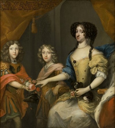 Anna Sofia, Prinzessin von Dänemark, Kurfürstin von Sachsen, mit ihren Söhnen Johann Georg und Friedrich August, ca. 1680 von David von Krafft