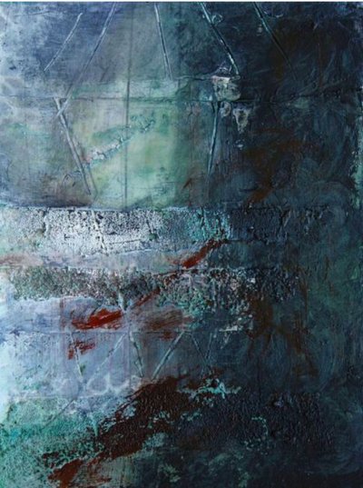 Stimmungsvolles Blau-Grünes Abstrakt von Deb Chaney