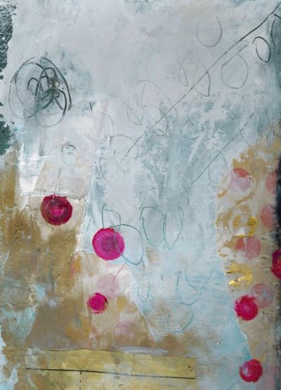 Lebendiges abstraktes Gold-Pink von Deb Chaney