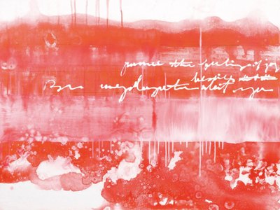 Lebhaftes Rotes Abstraktes Skript von Deb Chaney