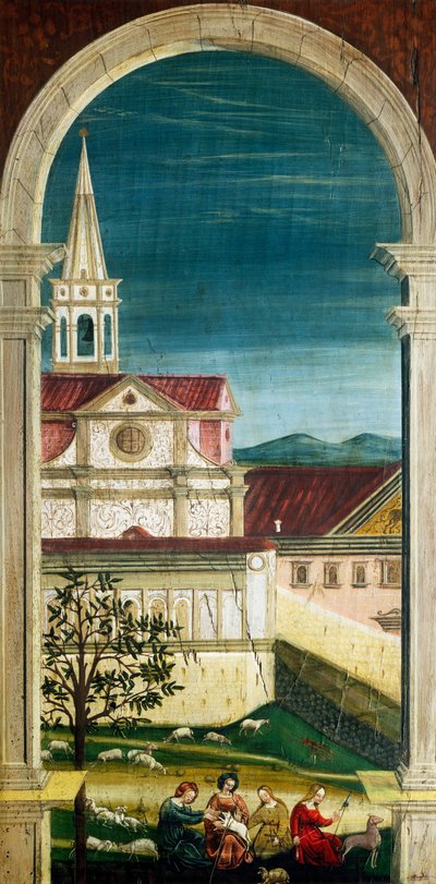 Perspektive gemalt von Defendente Ferrari (1480 oder 1485-1540), auf dem hinteren Teil des Chors aus dem 16. Jahrhundert, Kirche des Heiligen Hieronymus, Biella, Italien von Defendente Ferrari