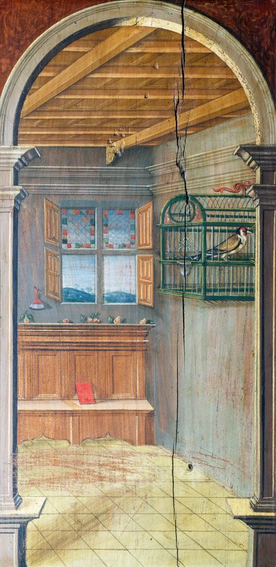Perspektive, gemalt von Defendente Ferrari, im hinteren Teil des Chors aus dem 16. Jahrhundert, Kirche des Heiligen Hieronymus, Biella, Italien von Defendente Ferrari