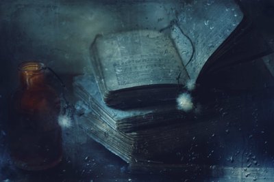 Alte Bücher Regentag von Delphine Devos