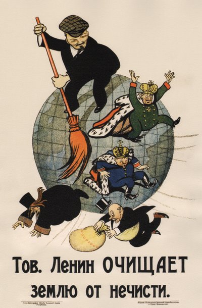 Genosse Lenin reinigt das Land von Müll (Plakat), 1920 von Deni