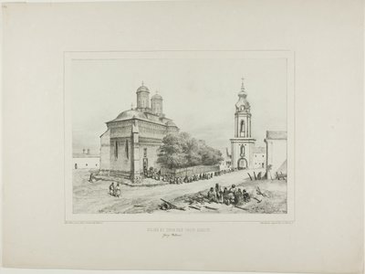 Kirche und Turm der Drei Heiligen, Jassy, Moldawien, 19. Juli 1837 von Denis Auguste Marie Raffet