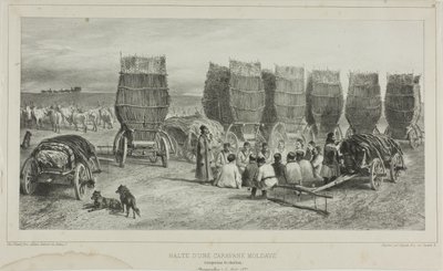 Rastplatz eines moldawischen Karawanentransports von Kohle, Bessarabien, 5. August 1837 von Denis-Auguste-Marie Raffet