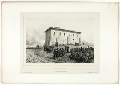 Haus mit sechs grünen Fensterläden, aus "Souvenirs d’Italie: Expédition de Rome" von Denis Auguste Marie Raffet