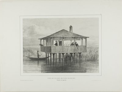 Ungarische Militärkolonie Post, Linkes Ufer der Donau von Denis Auguste Marie Raffet