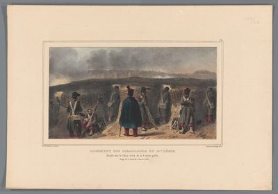 Schützen hinter einer Brustwehr, 1832 von Denis Auguste Marie Raffet