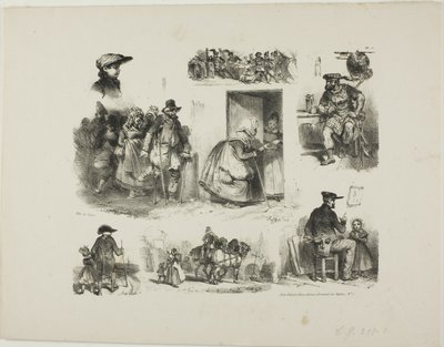 Blatt mit Skizzen von Denis-Auguste-Marie Raffet