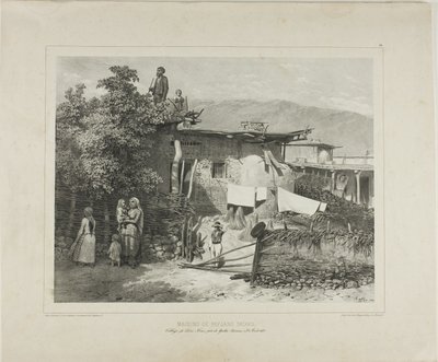 Tartarische Bauernhäuser im Dorf Déré-Koui, nahe Jalta, Krim, 31. August 1837 von Denis Auguste Marie Raffet