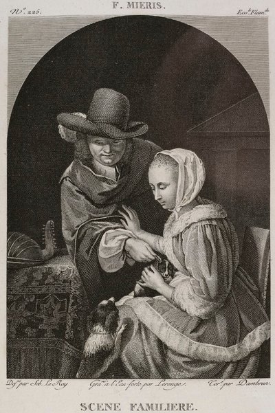 Familienszene, nach Frans van Mieris dem Älteren von Denis Sebastien Leroy