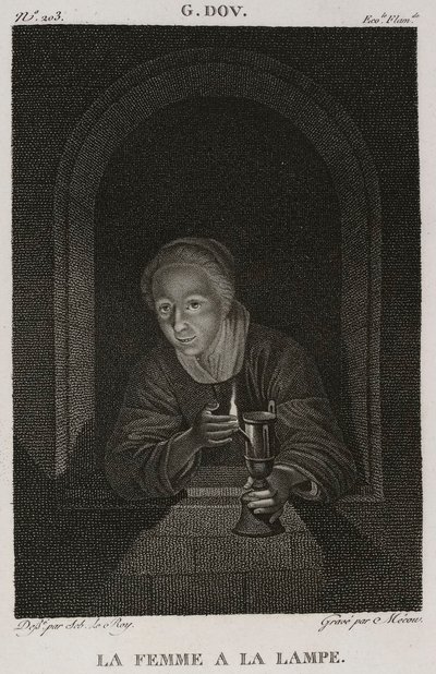 Die Frau mit der Lampe, nach Gerrit Dou von Denis Sebastien Leroy