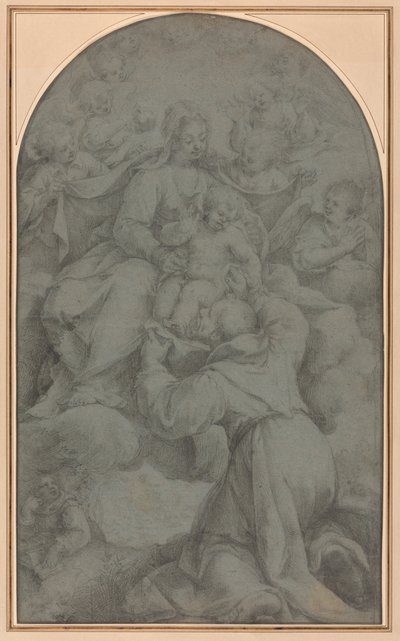 Der heilige Franziskus von Assisi verehrt die Jungfrau und das Kind von Denys Calvaert