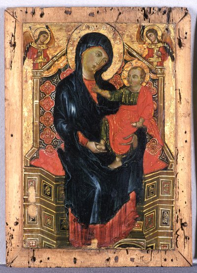 Thronende Madonna mit Kind und zwei Engeln, ca. 1300 (Tempera auf Pappelholz) von Deodato Orlandi Deodato Orlandi