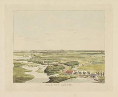 Ansicht der Landschaft östlich von Nijmegen (Nach Osten, Ansichten rund um die Stadt Nijmegen, Geldersch Panorama oder Rundansicht nach dem Leben gezeichnet auf Belvedere in Nijmegen) von Derk Anthony van de Wart
