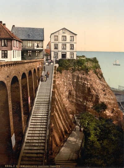 Die große Treppe, Helgoland, Deutschland, Photochromdruck, ca. 1900 von Detroit Publishing Co.