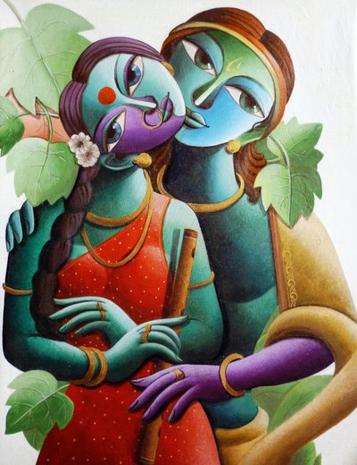 Radha Krishna Umarmung von Dhananjoy Mukherjee