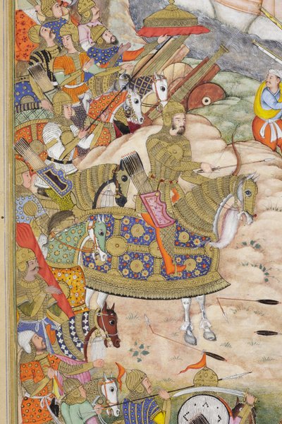 Detail (Baburs Truppen erobern die Festung von Kabul, ca. 1590-1600) von Dhannu, and Dharmdas Farrukh