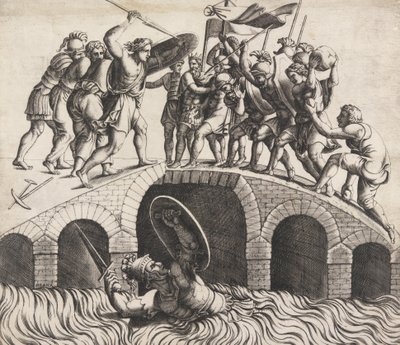 Horatius Cocles rettet sich schwimmend, 16. Jahrhundert von Diana Mantuana