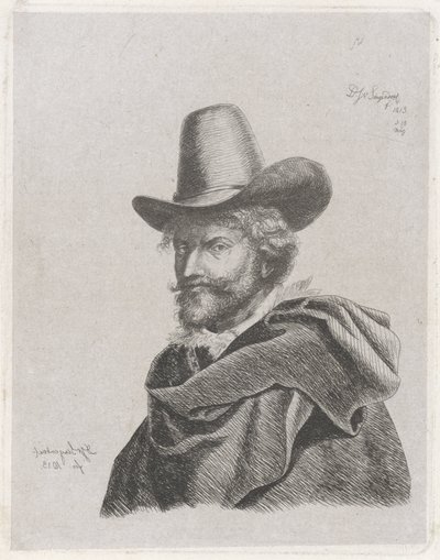 Porträt von Peter Paul Rubens mit Mantel und hohem Hut von Diederik Jan Singendonck