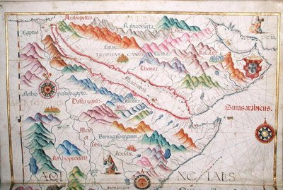 Ägypten und Saudi-Arabien, Detail aus einem Weltatlas, 1565 von Diego Homem