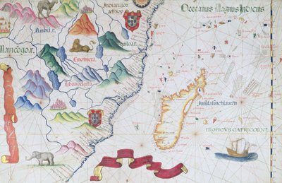 Madagaskar und Ostafrikanische Küste, Detail aus einem Weltatlas, 1565 von Diego Homem