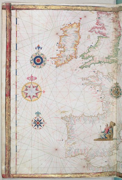 Die Britischen Inseln und Iberien, Detail aus einem Weltatlas, 1565 von Diego Homem