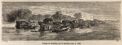 Ein Dorf der Mühlen an der Donau, Zeichnung von Lancelot zur Illustration von Victor Duruy