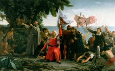 Erste Landung von Christoph Kolumbus in Amerika, 1862 von Dioscoro Teofilo Puebla Tolin