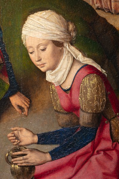 Pfarrkirche (Parochiekerk Sint-Pieter). Gemälde. Das letzte Abendmahl. Dirk Bouts. 1464-1468. Detail. Rechtes Panel. von Dirck Bouts