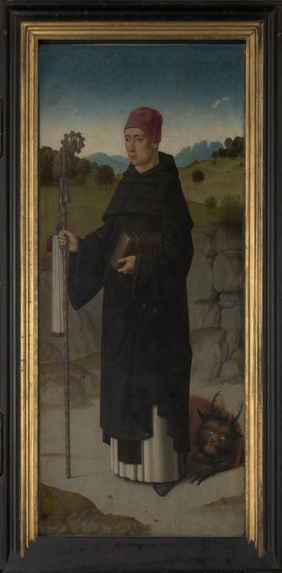 St. Bernhard, linkes Flügelbild des Triptychons von St. Erasmus, ca. 1460 von Dirck Bouts