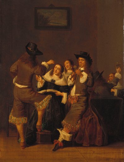 Elegante Figuren, die in einem Innenraum trinken und fröhlich sind, 1653 von Dirck Hals